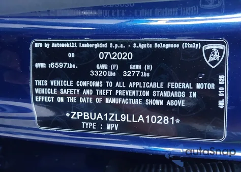 2020 Lamborghini Urus z USA, uszkodzony, nr VIN ZPBUA1ZL9LLA10281